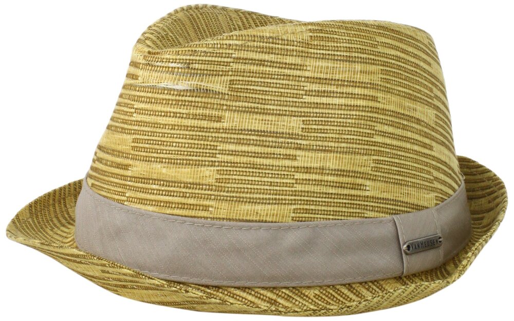 2495 Van Heusen 's Textured Straw Trilby, Natural, One Size